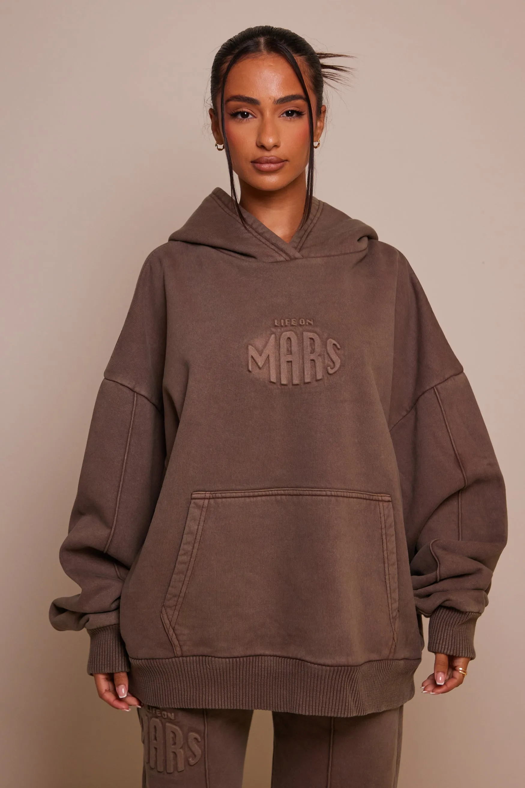 The Embossed Hoodie - Chocolate Brown sold by MARS THE LABEL