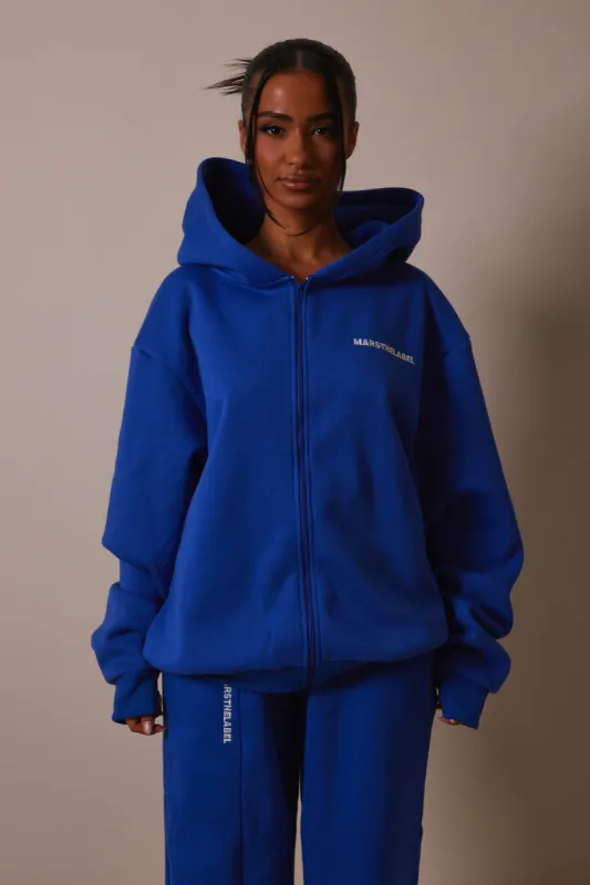 The Essentials Long Zip Jacket - Cobalt sold by MARS THE LABEL