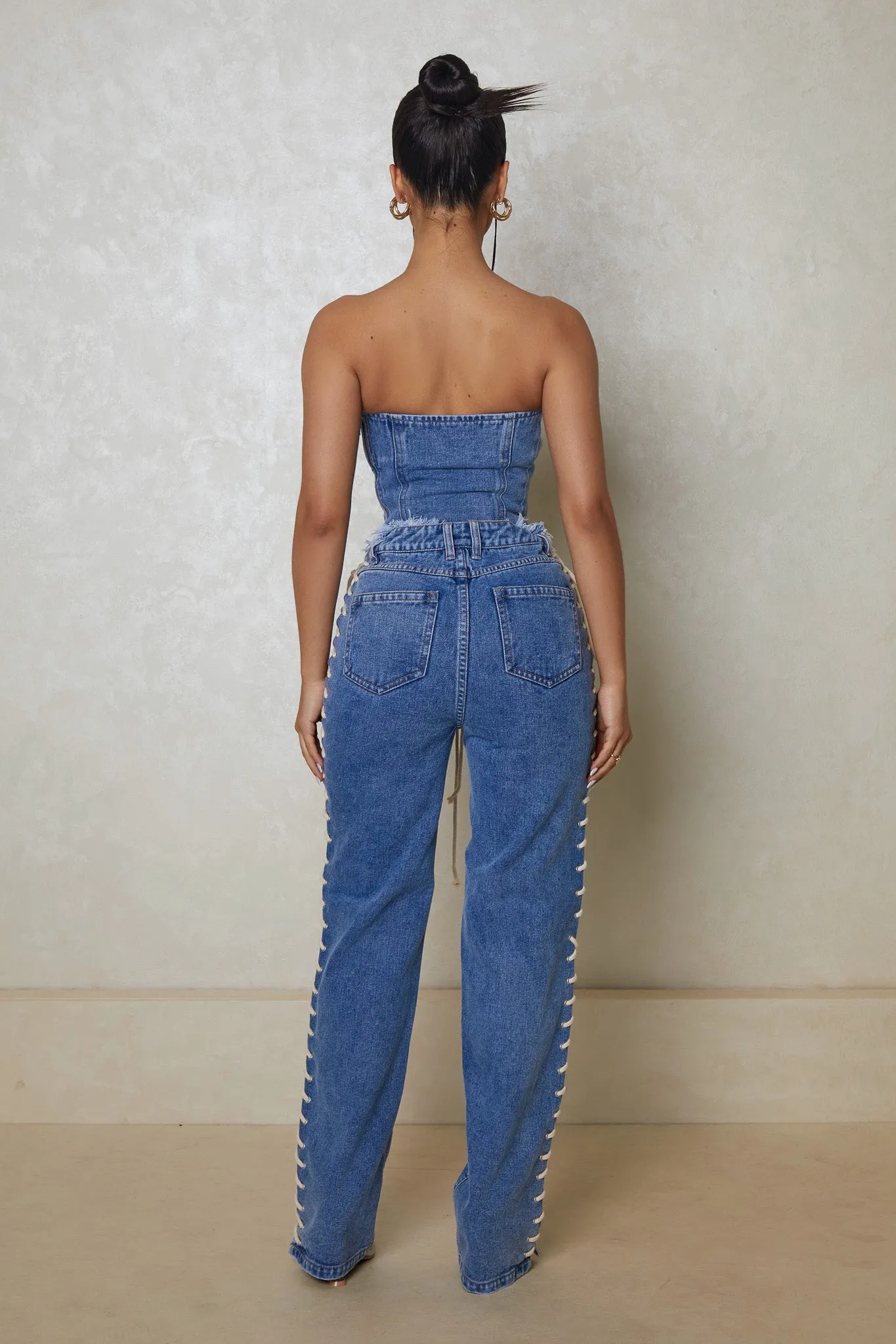 The Denim Lace up jeans- Dark wash sold by MARS THE LABEL product image thumbnail 3