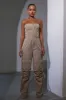 Bandeau cargo jumpsuit - Stone sold by MARS THE LABEL