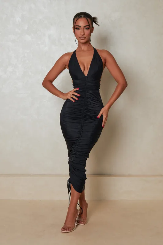 The Waterfall Midaxi - Black sold by MARS THE LABEL