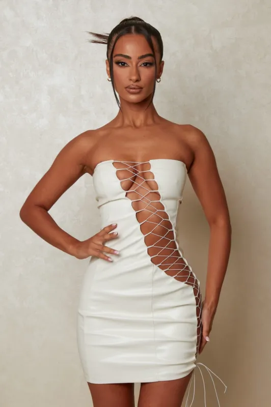 The Laced Leather Mini - White sold by MARS THE LABEL