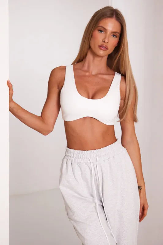 The scoop neck seamless bralet - White sold by MARS THE LABEL