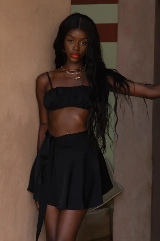 The Baby Satin Crop Top - Black sold by MARS THE LABEL