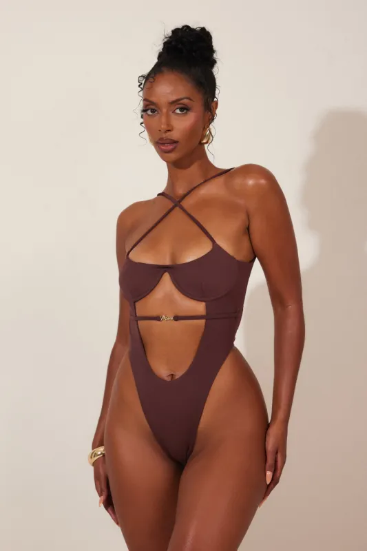 The Mars Detail Cup Swim - Brown sold by MARS THE LABEL