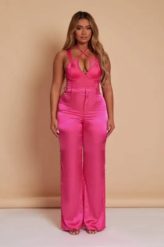Pink Satin Trousers sold by MARS THE LABEL