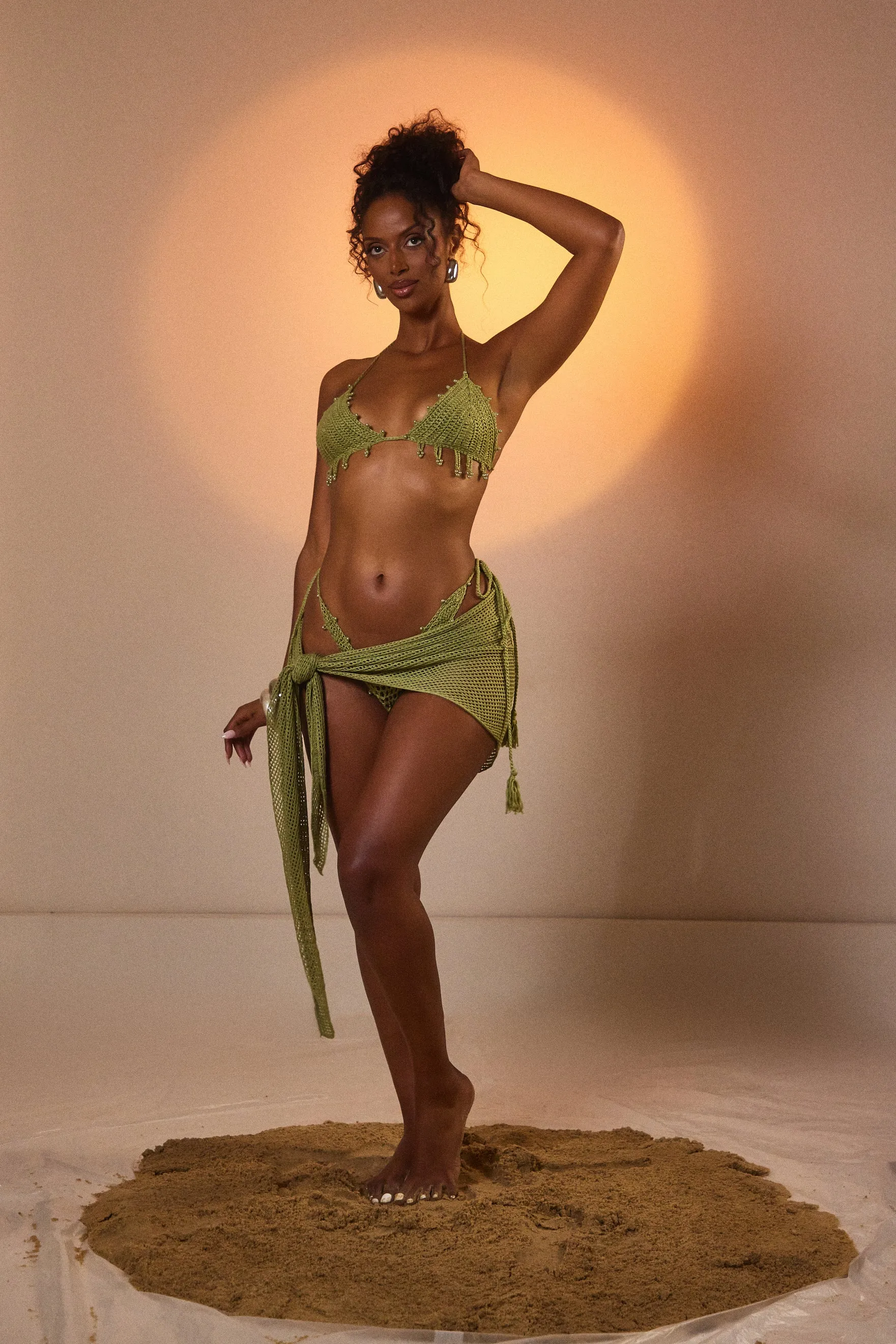 The Crochet Sarong - Olive sold by MARS THE LABEL