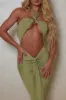 The pleated halter maxi dress- Sage sold by MARS THE LABEL