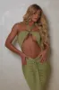 The pleated halter maxi dress- Sage sold by MARS THE LABEL
