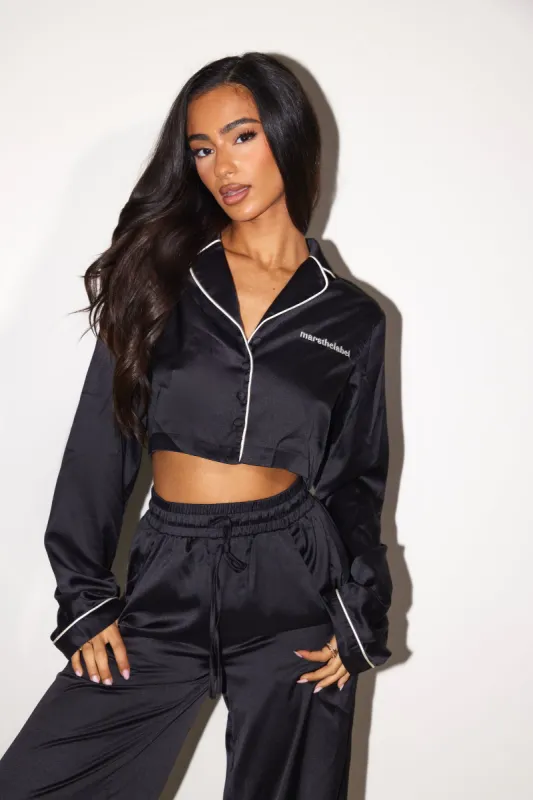 The Satin Pyjama Set- Black sold by MARS THE LABEL