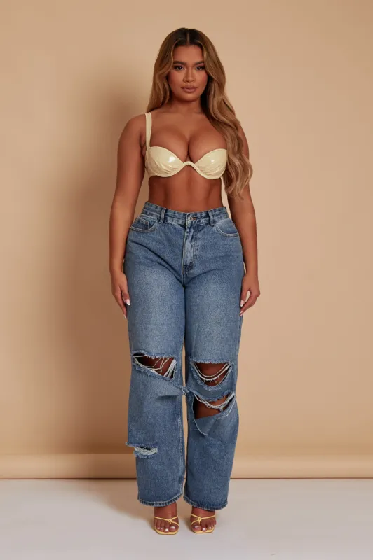 Pastel Yellow PU Floral Bra sold by MARS THE LABEL