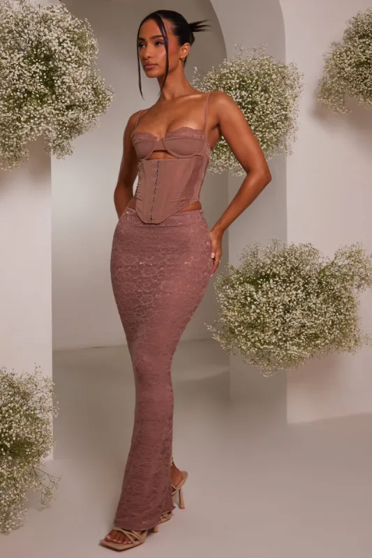 The Lace cup corset midaxi set - Mauve sold by MARS THE LABEL