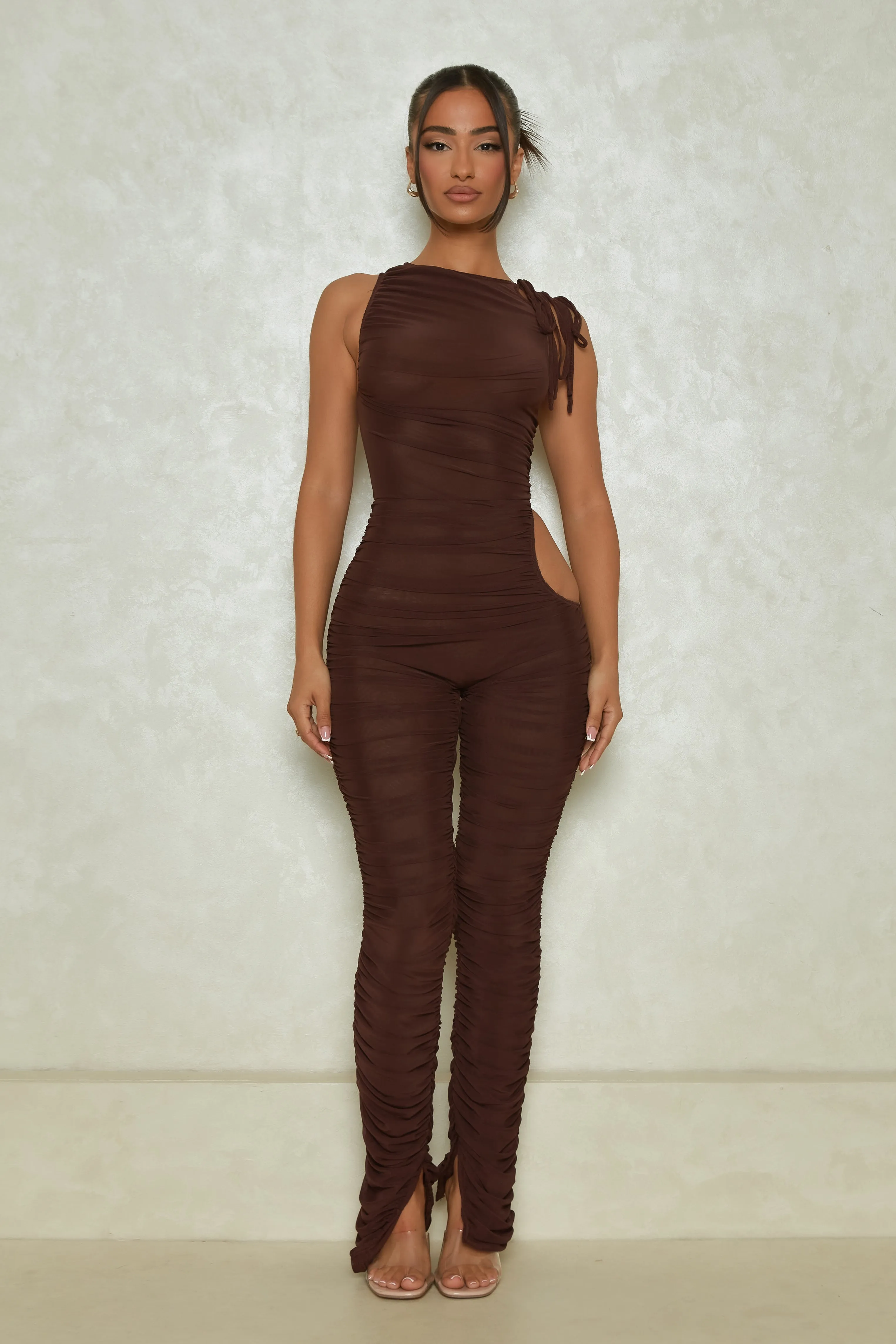 The Cut out jumpsuit- Brown sold by MARS THE LABEL product image thumbnail 4
