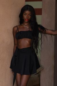 The Baby Satin Crop Top - Black sold by MARS THE LABEL