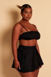 The Baby Satin Crop Top - Black sold by MARS THE LABEL