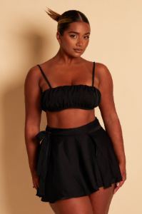 The Baby Satin Crop Top - Black sold by MARS THE LABEL