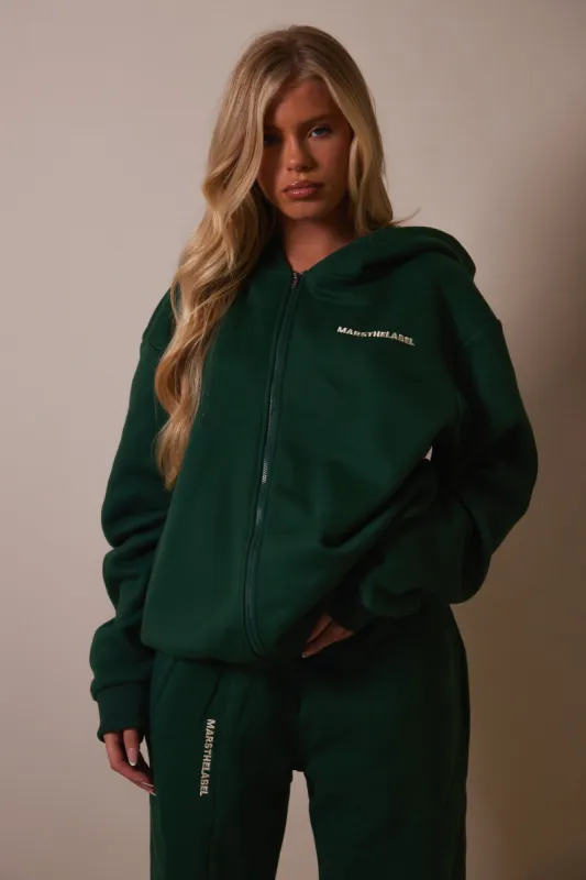 The Essentials Long Zip Jacket - Forest Green sold by MARS THE LABEL