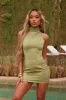 The high neck satin mini- Olive sold by MARS THE LABEL