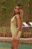 The high neck satin mini- Olive sold by MARS THE LABEL