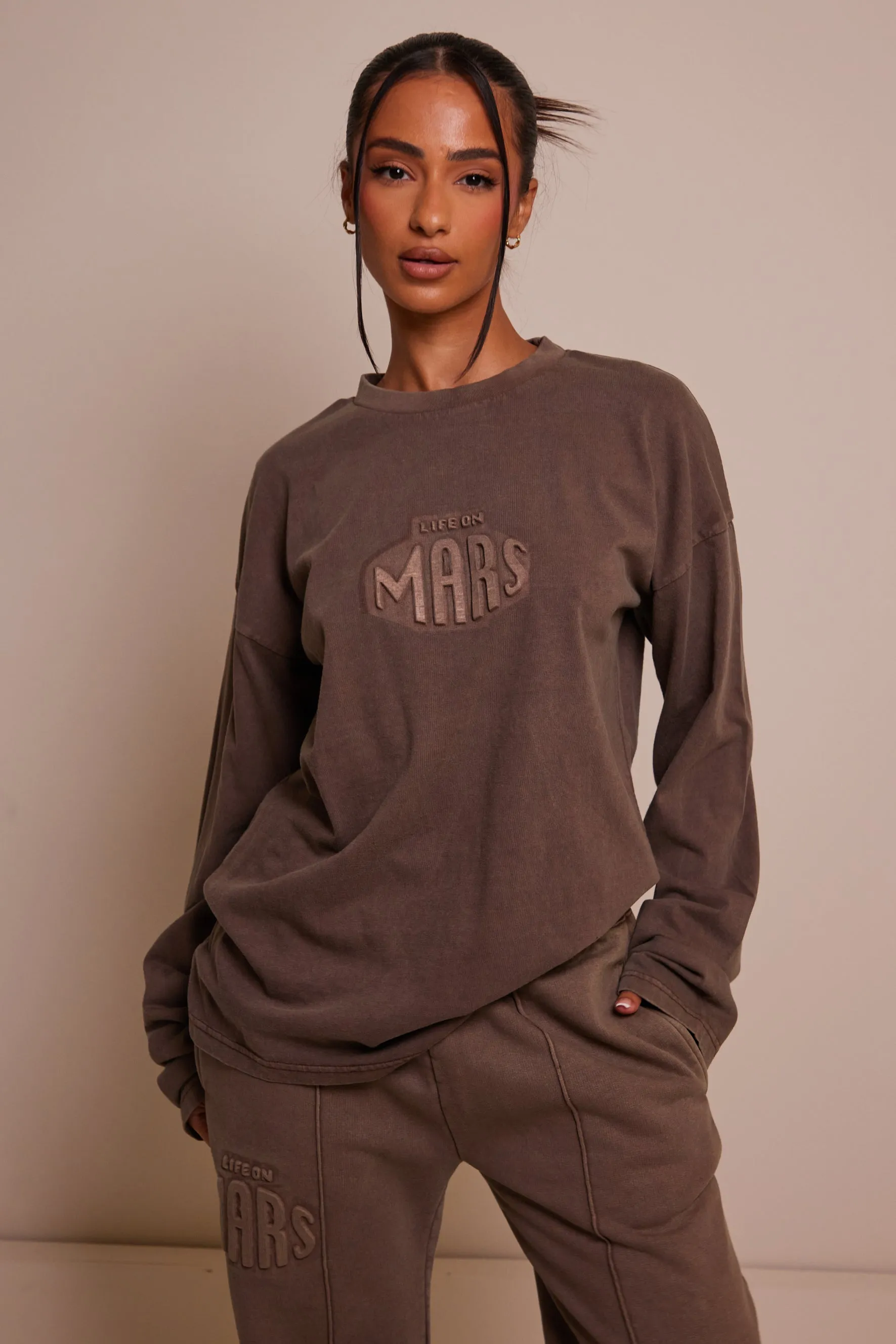 The Embossed Long Sleeve T-shirt - Chocolate Brown sold by MARS THE LABEL product image thumbnail 5