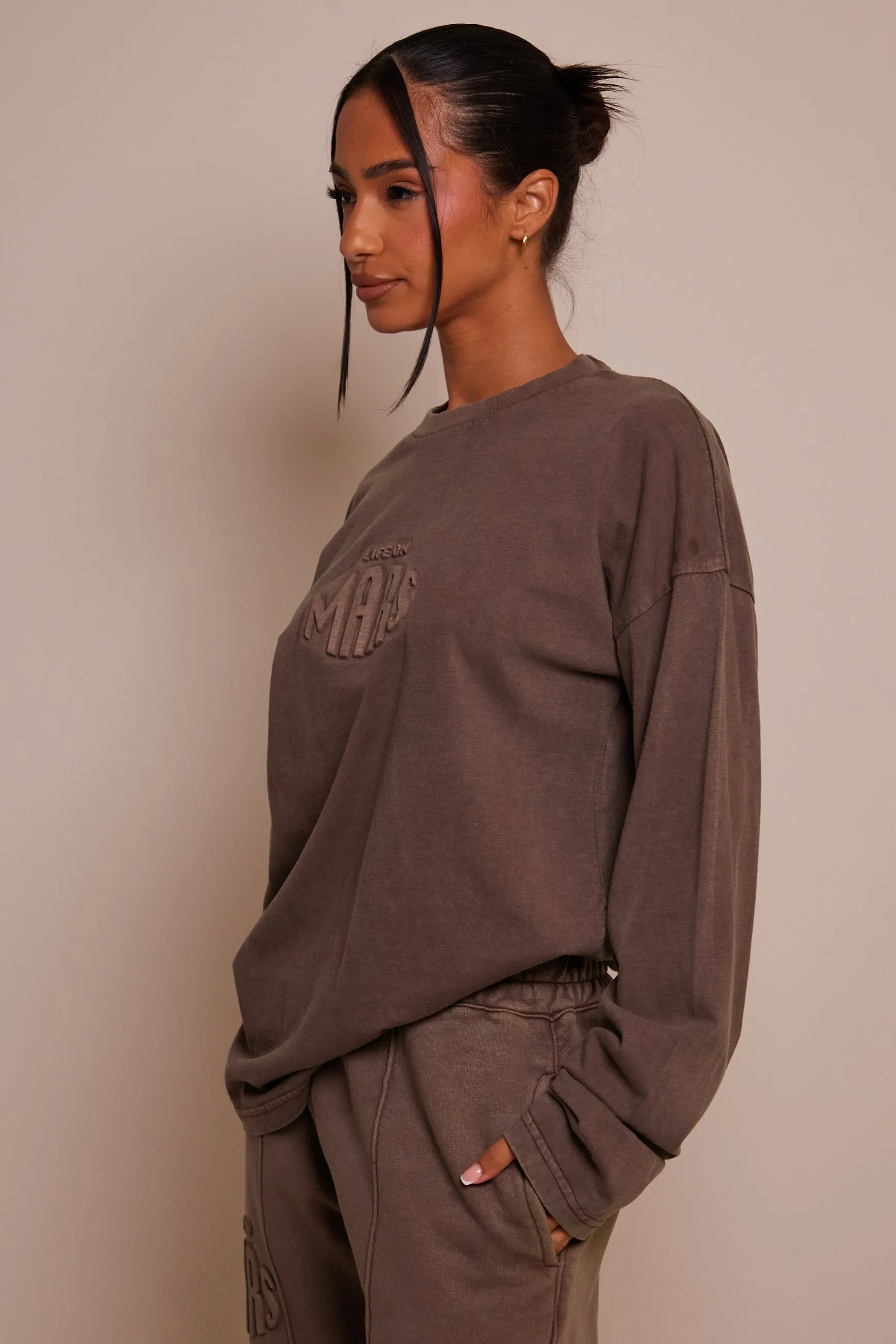 The Embossed Long Sleeve T-shirt - Chocolate Brown sold by MARS THE LABEL product image thumbnail 2