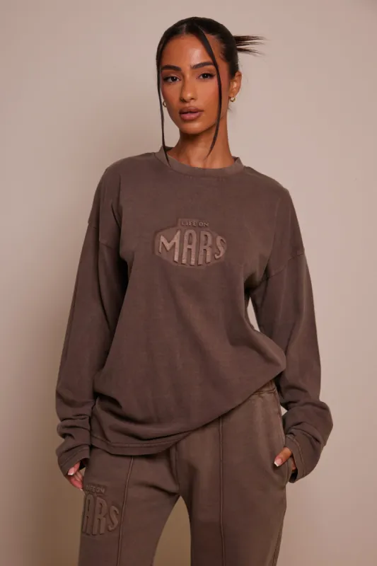 The Embossed Long Sleeve T-shirt - Chocolate Brown sold by MARS THE LABEL