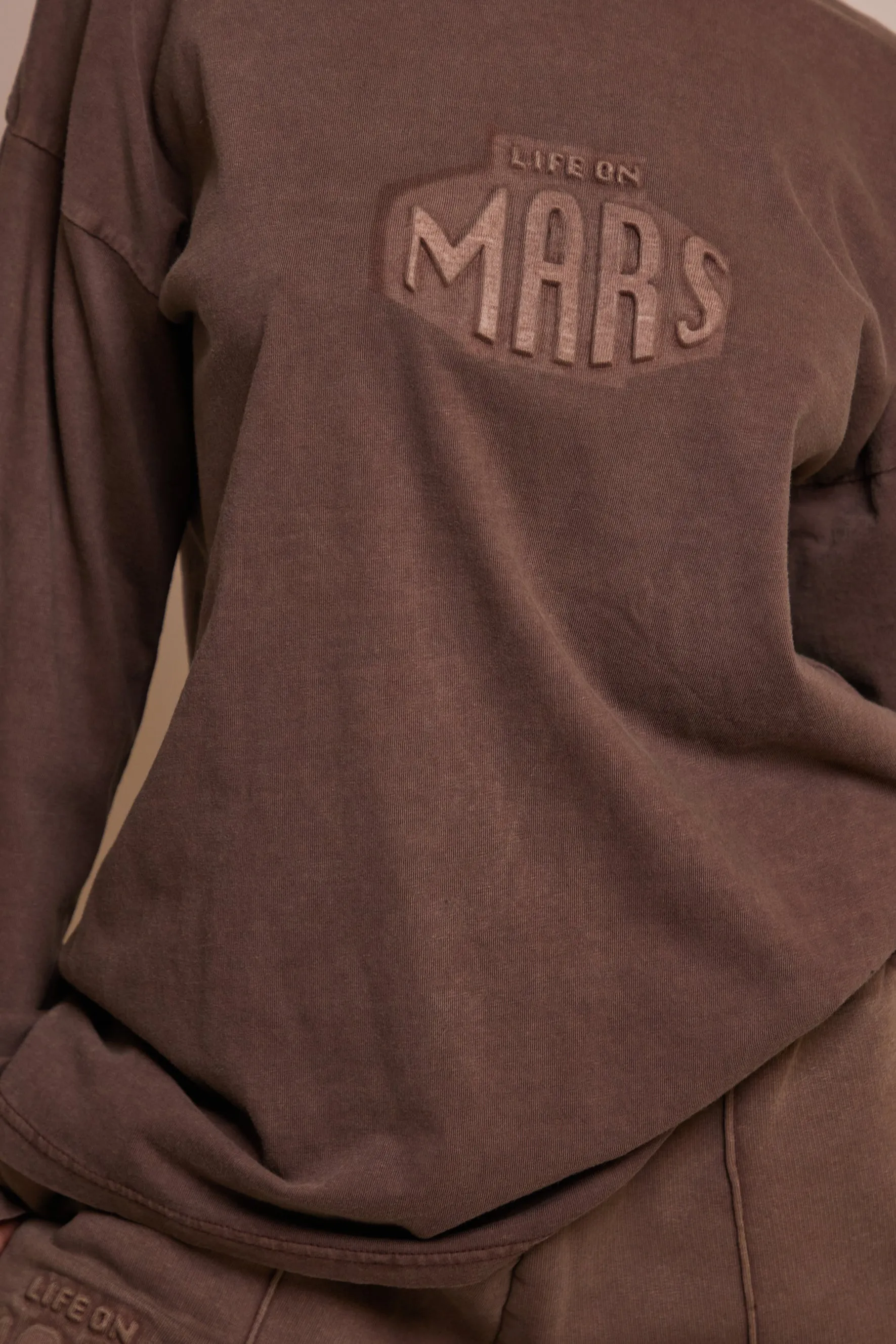 The Embossed Long Sleeve T-shirt - Chocolate Brown sold by MARS THE LABEL product image thumbnail 4