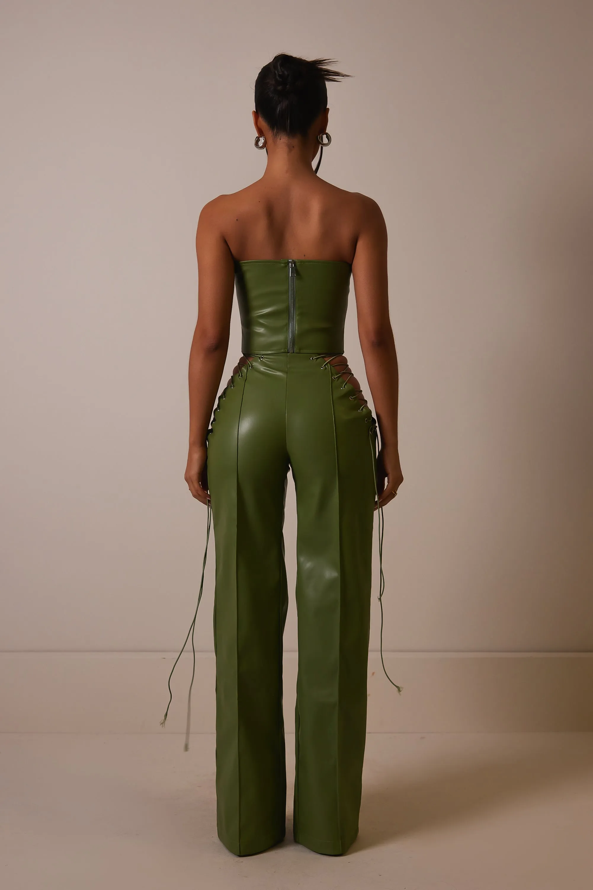 The Leather Lace up corset- Olive sold by MARS THE LABEL product image thumbnail 4