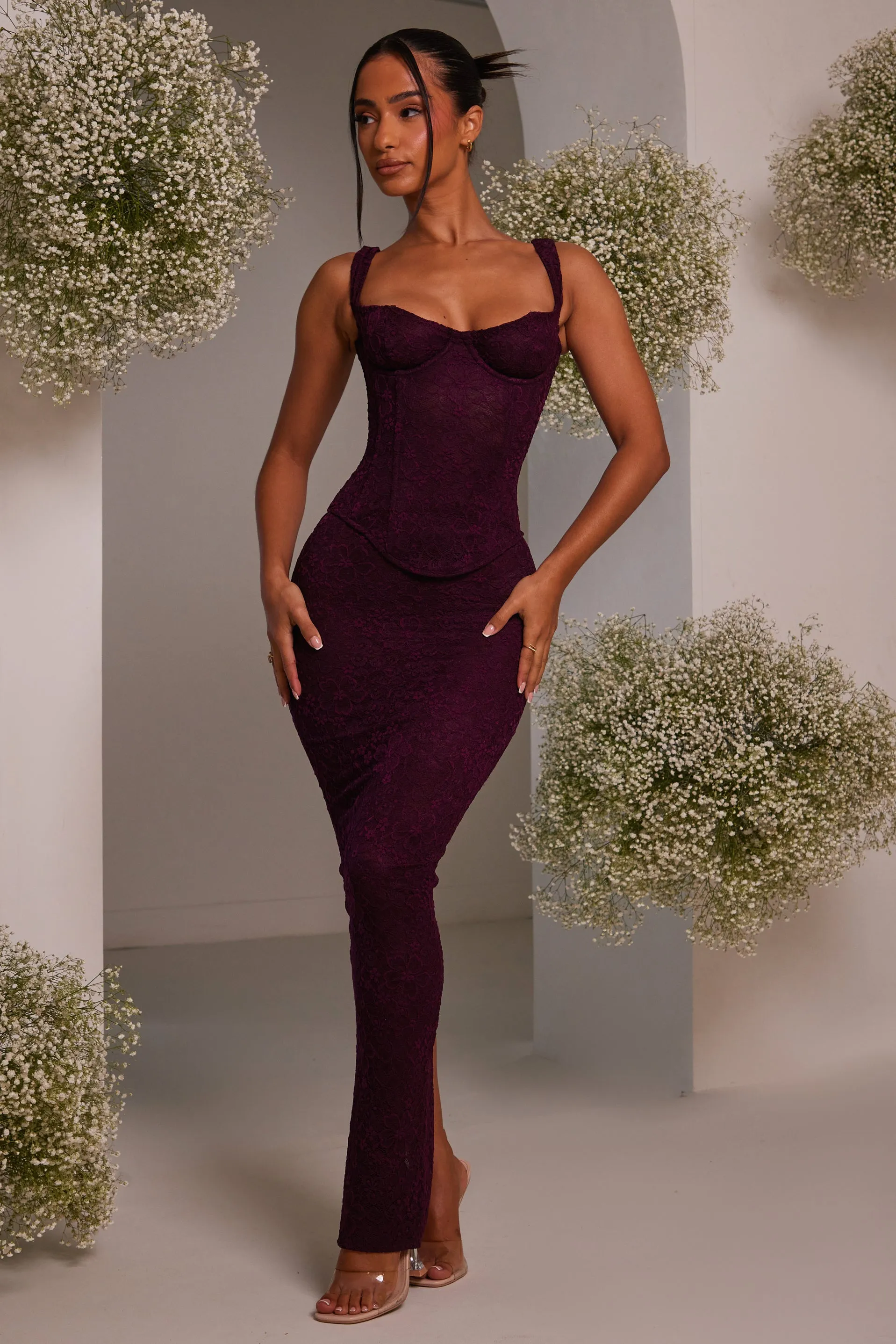 The Cinched Lace Corset Maxi Set - Plum sold by MARS THE LABEL product image thumbnail 2