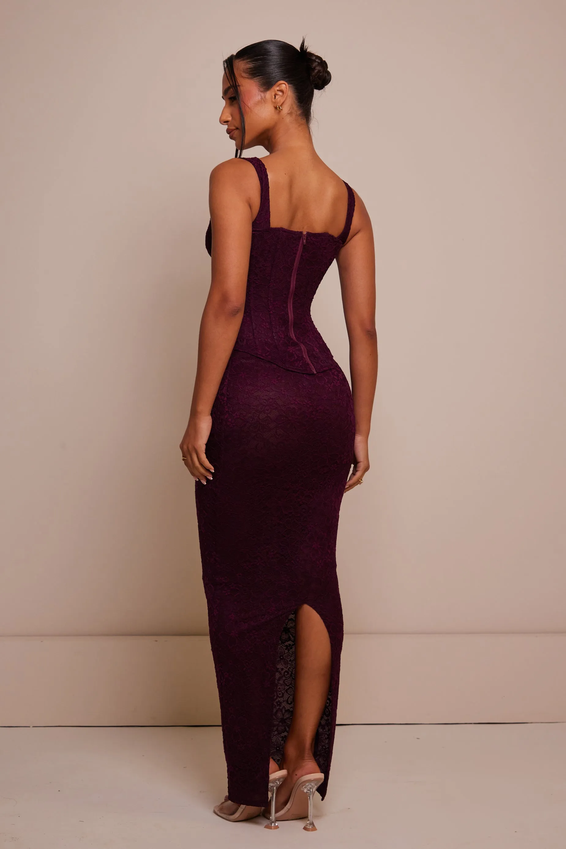 The Cinched Lace Corset Maxi Set - Plum sold by MARS THE LABEL product image thumbnail 5