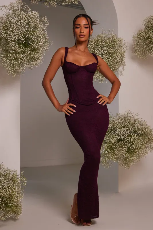 The Cinched Lace Corset Maxi Set - Plum sold by MARS THE LABEL