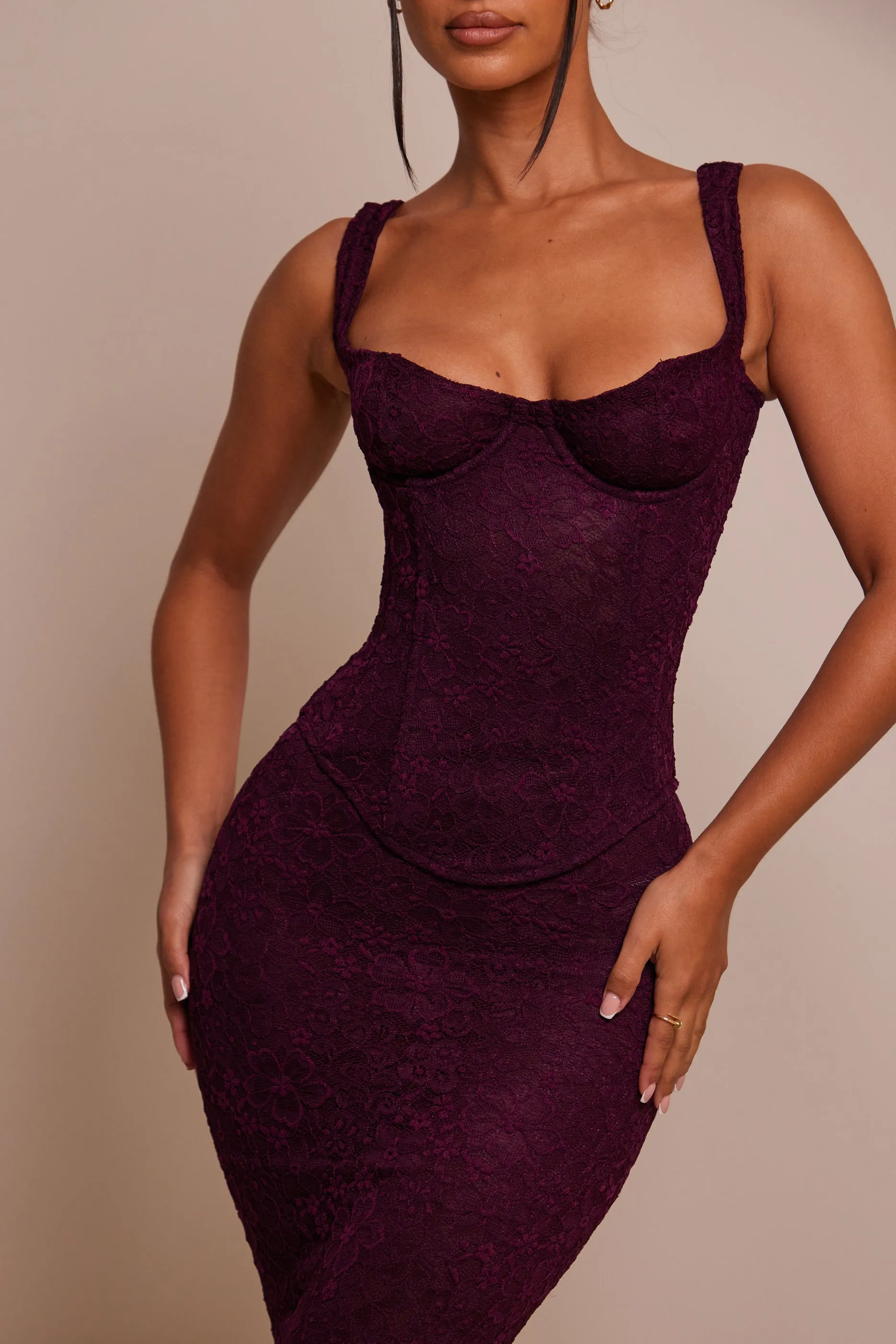 The Cinched Lace Corset Maxi Set - Plum sold by MARS THE LABEL product image thumbnail 4