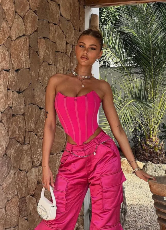 The Mars mesh corset- Pink sold by MARS THE LABEL