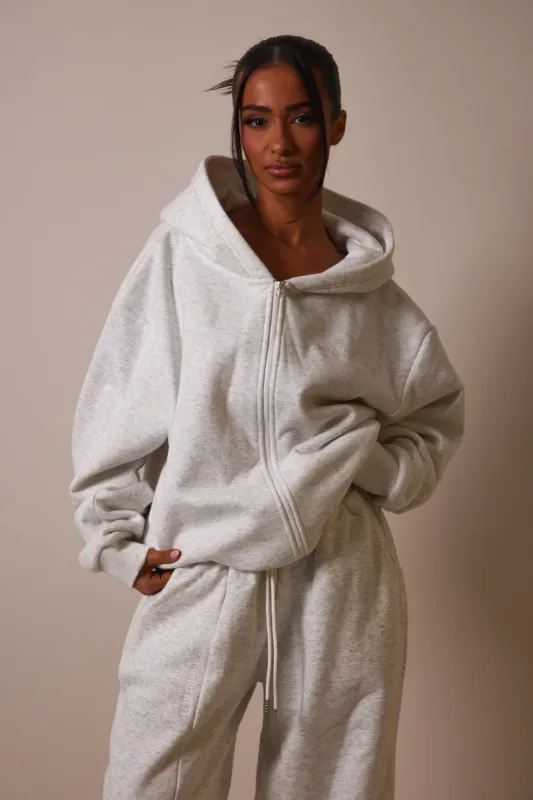 The Essentials Long Zip Jacket - Marl Grey made by MARS THE LABEL