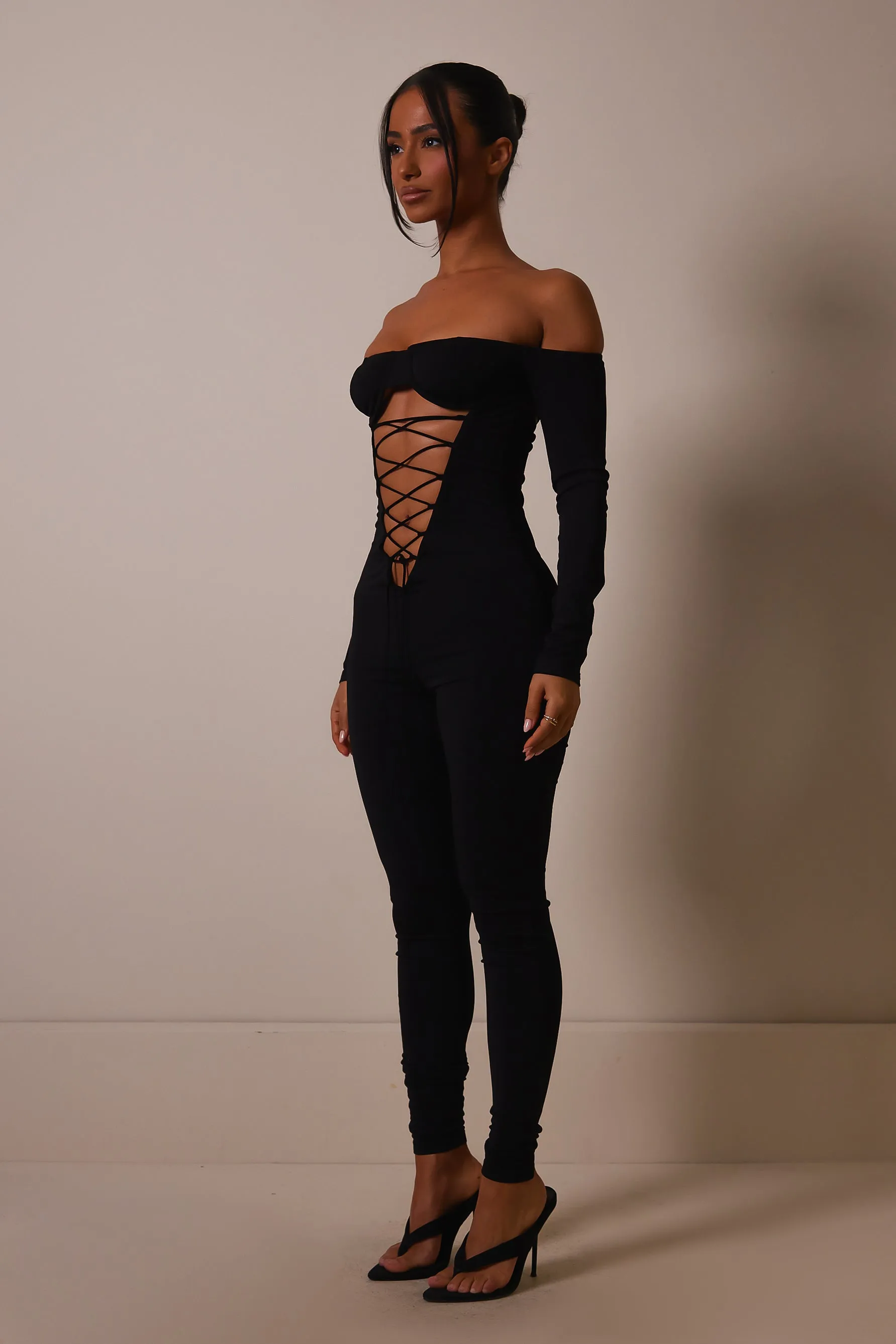The Cut out lace up jumpsuit- Black sold by MARS THE LABEL product image thumbnail 2