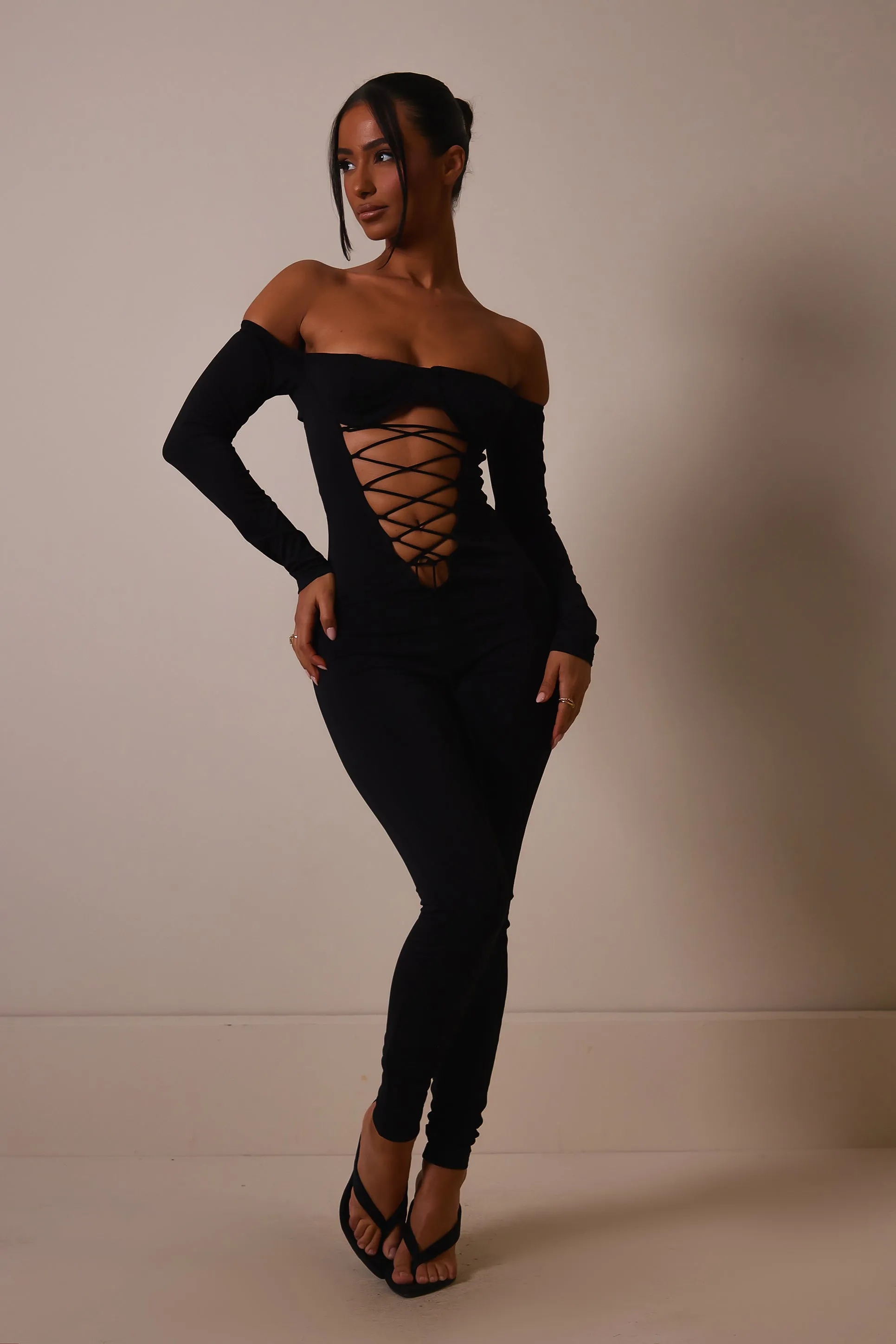 The Cut out lace up jumpsuit- Black sold by MARS THE LABEL product image thumbnail 4