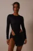 The lace bodysuit and leather skirt set - Black sold by MARS THE LABEL