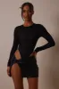The lace bodysuit and leather skirt set - Black sold by MARS THE LABEL