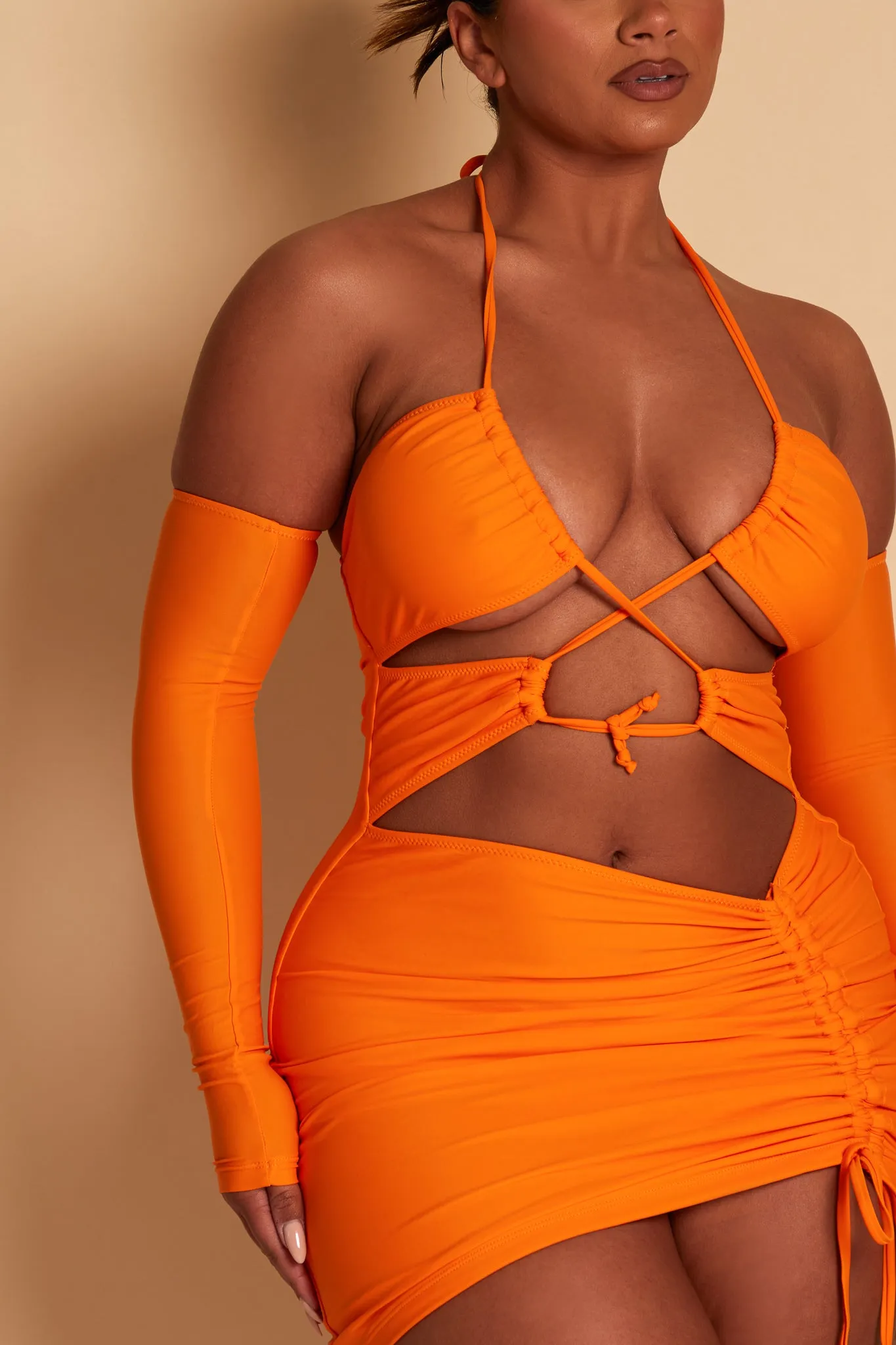 Orange Ruched Mini sold by MARS THE LABEL product image thumbnail 4