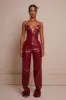 The Deep cut leather corset- Deep Red sold by MARS THE LABEL