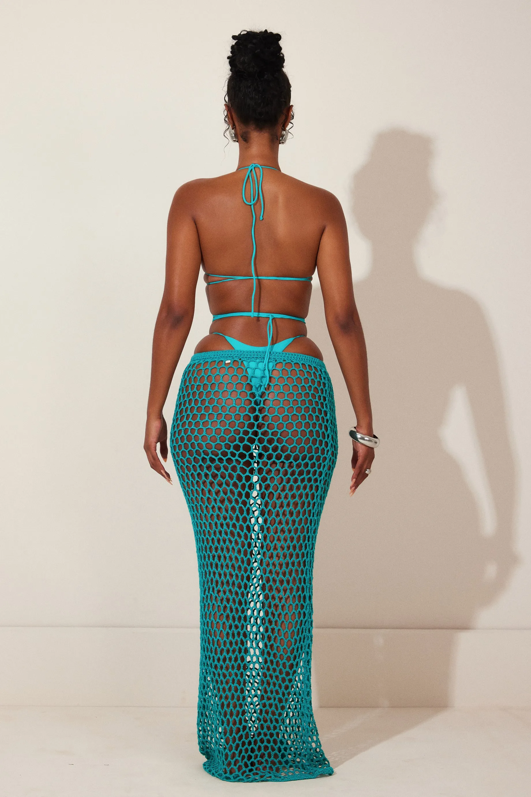 The Crochet Maxi Cover Up- Teal sold by MARS THE LABEL product image thumbnail 4