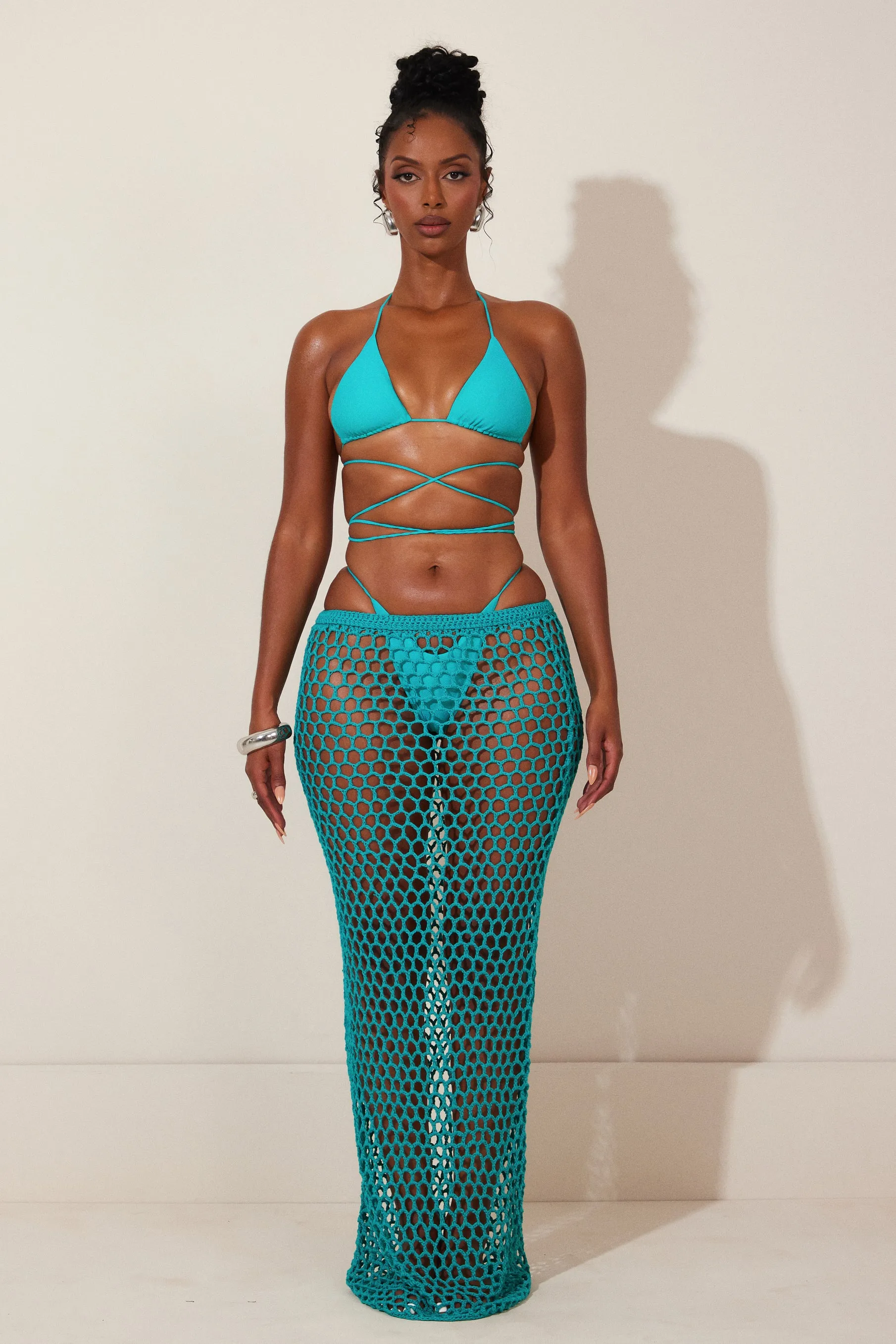 The Crochet Maxi Cover Up- Teal sold by MARS THE LABEL product image thumbnail 3