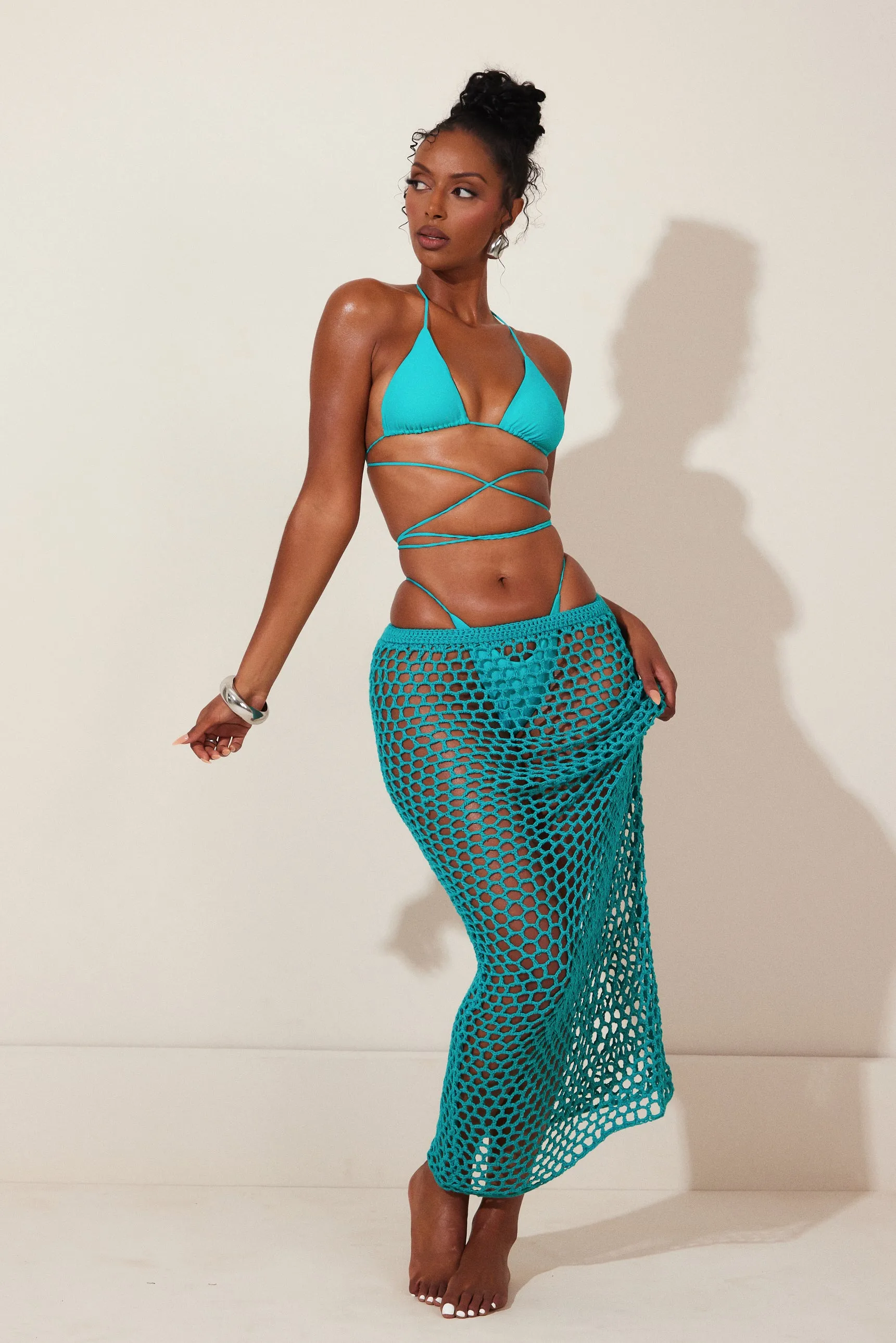 The Crochet Maxi Cover Up- Teal sold by MARS THE LABEL product image thumbnail 5