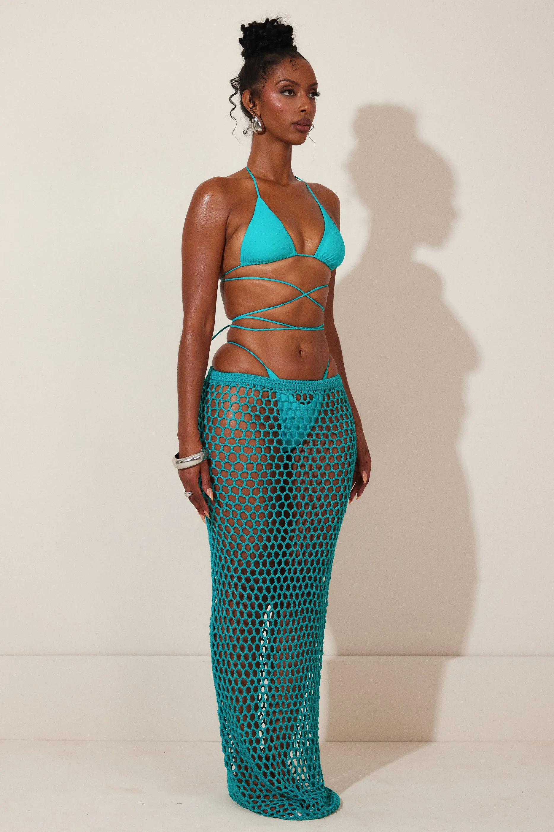 The Crochet Maxi Cover Up- Teal sold by MARS THE LABEL product image thumbnail 2