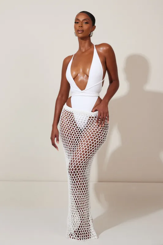The Crochet Maxi Cover Up- White sold by MARS THE LABEL