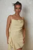 The cowl neck ruffle mini dress - Yellow sold by MARS THE LABEL