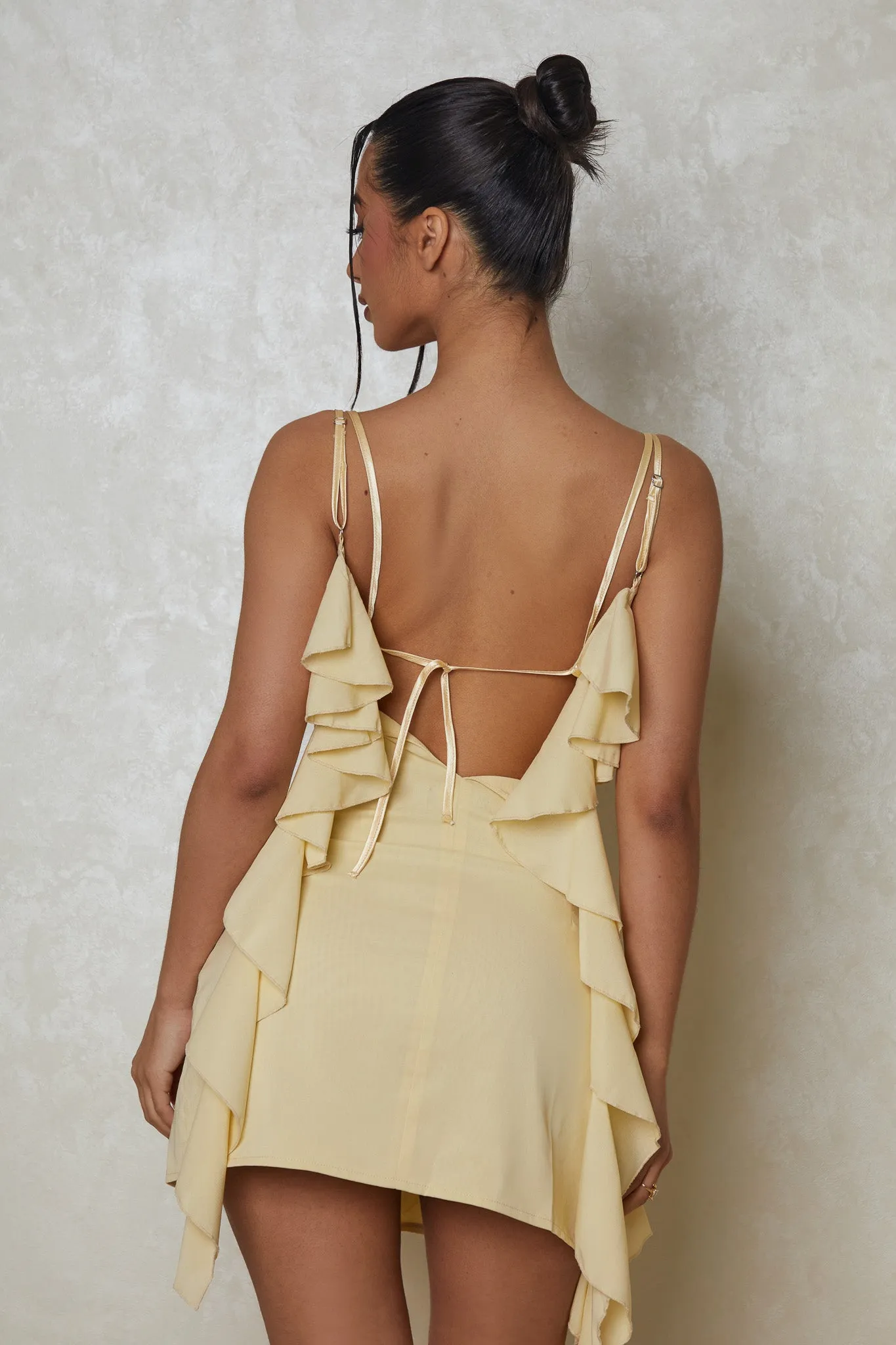 The cowl neck ruffle mini dress - Yellow sold by MARS THE LABEL product image thumbnail 2