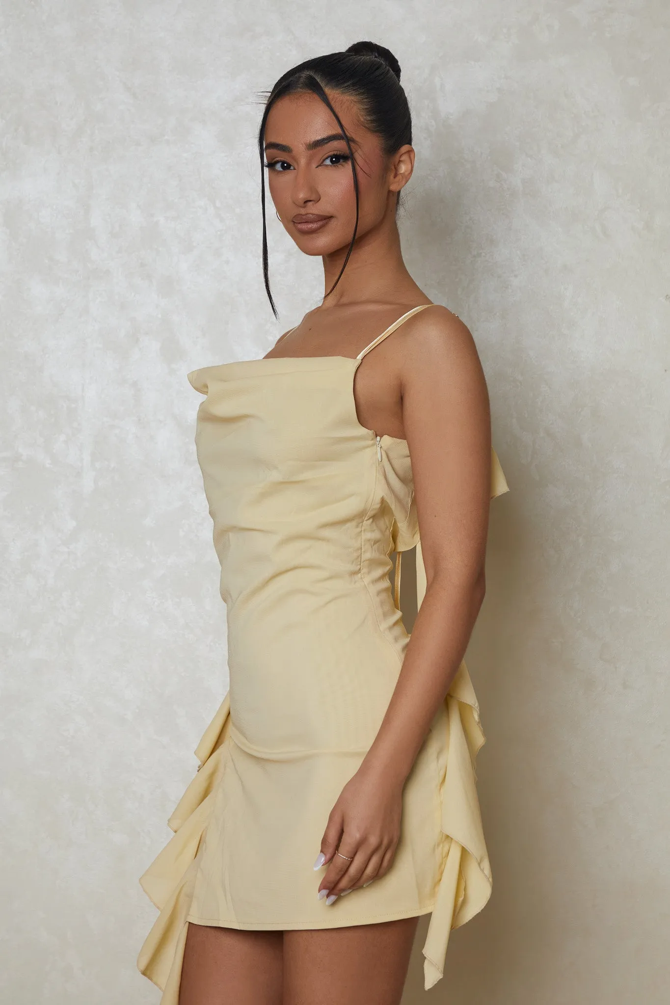 The cowl neck ruffle mini dress - Yellow sold by MARS THE LABEL product image thumbnail 3