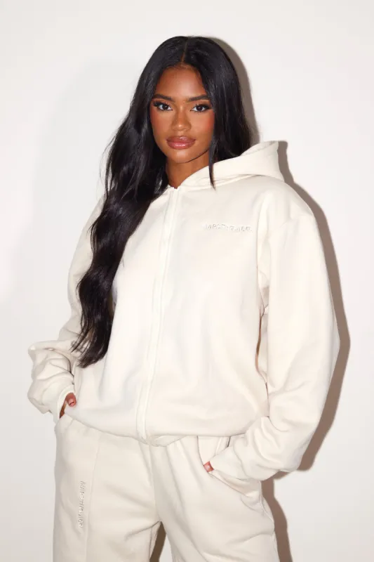 The Essentials Long zip Jacket - Stone sold by MARS THE LABEL