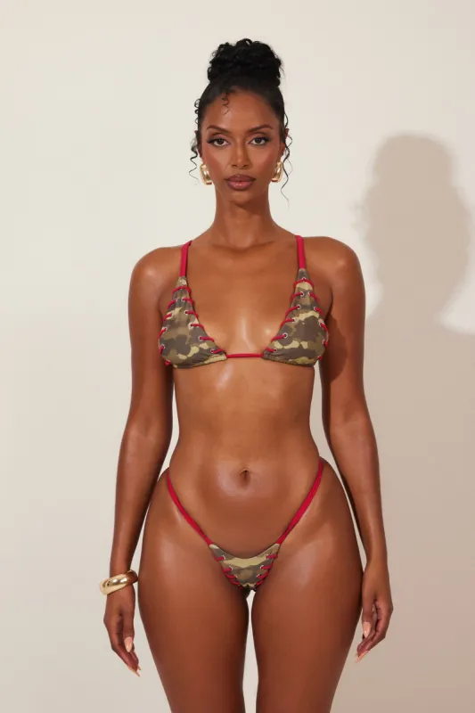 The Hawea Bikini in Camo sold by MARS THE LABEL
